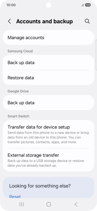 Press Manage accounts.