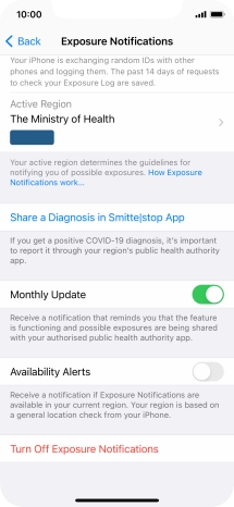Press Turn off Exposure Notifications.