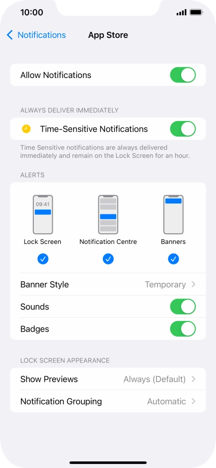 Press the indicator next to 