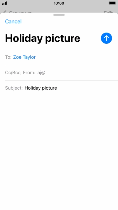 Press the text input field and write the text for your email message.