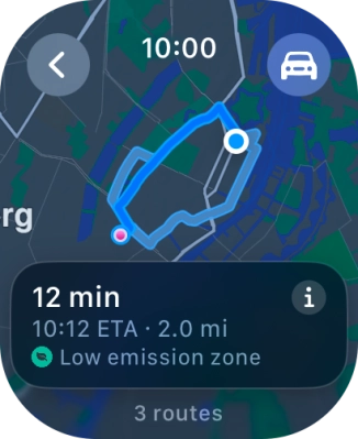 Turn the Digital Crown to see the suggested routes.