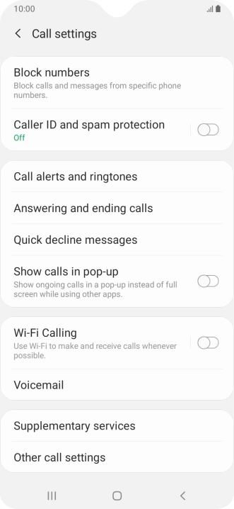 Press Supplementary services. Press Supplementary services.