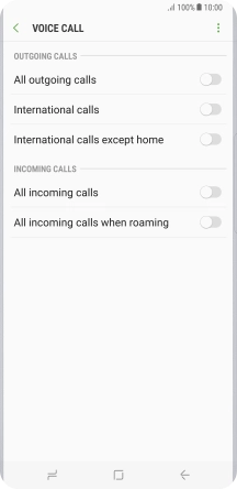 Press the indicator next to the required barring type.