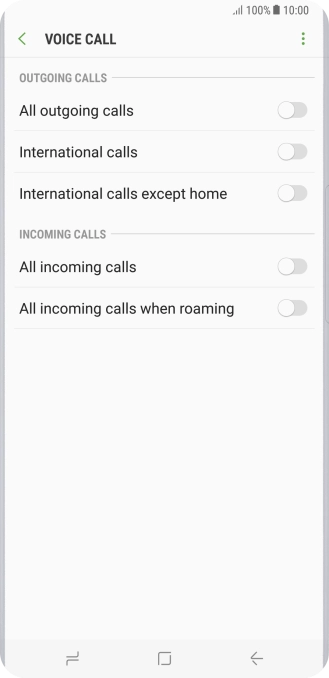 Press the indicator next to the required barring type.