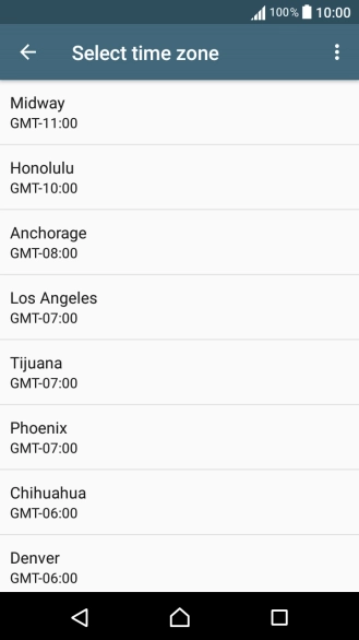 Press the required time zone.