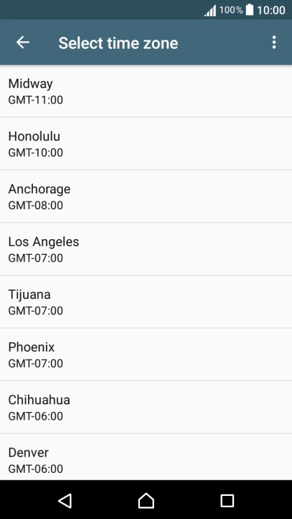 Press the required time zone.