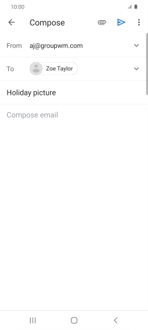 Press the text input field and write the text for your email message.