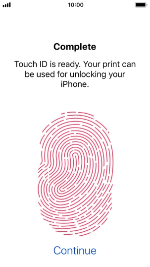 Press Continue. If you haven't previously selected a phone lock code, key in a code of your own choice twice.