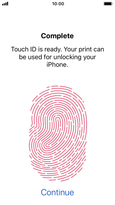 Press Continue. If you haven't previously selected a phone lock code, key in a code of your own choice twice.