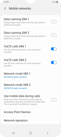 Press Network mode ‹SIM›.