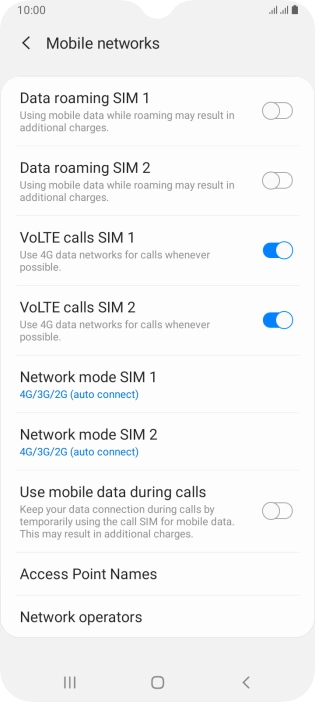 Press Network mode ‹SIM›.