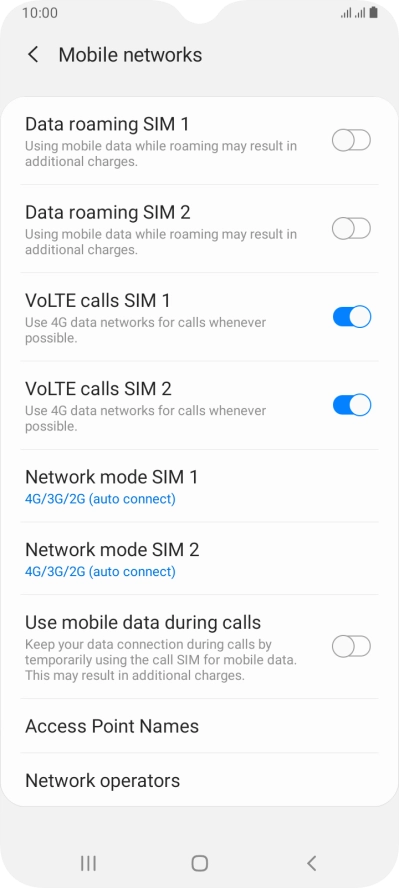 Press Network mode ‹SIM›.