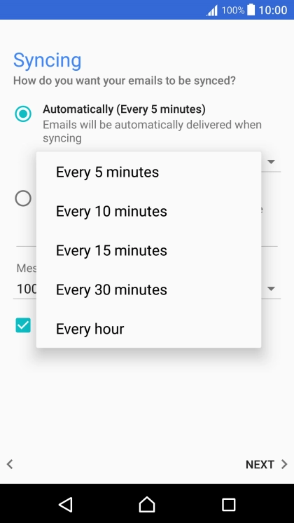 Press the required setting. Press the required setting.