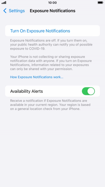 Press Turn On Exposure Notifications.
