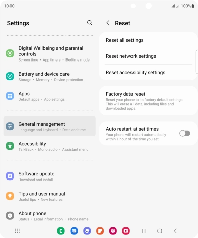 Press Factory data reset.