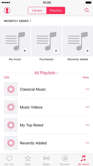 Press the search icon and key in the required search word (song, album or artist).