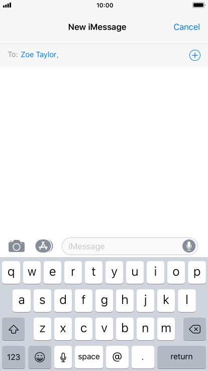 If the recipient can receive iMessages, iMessage is displayed in the text input field.