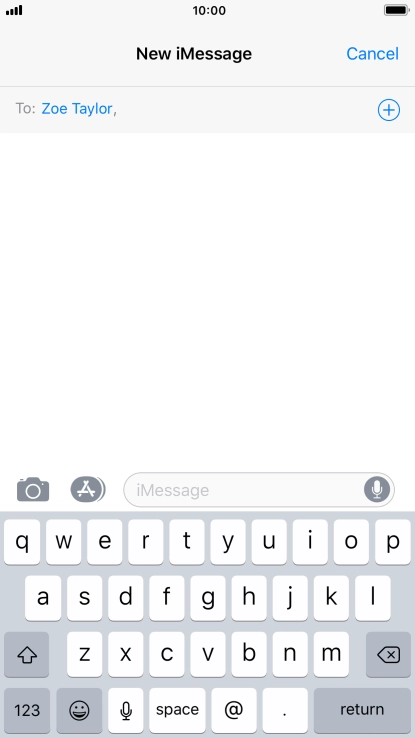 If the recipient can receive iMessages, iMessage is displayed in the text input field.