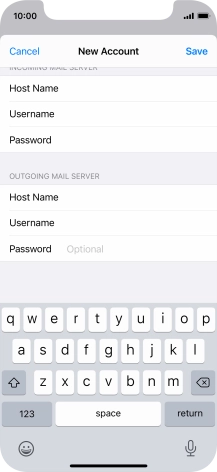 Press Password and key in the password for your email account. Please note that if you're using Vodafone's outgoing server, leave the password field empty.