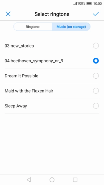 Once you've found a ring tone you like, press the confirm icon.
