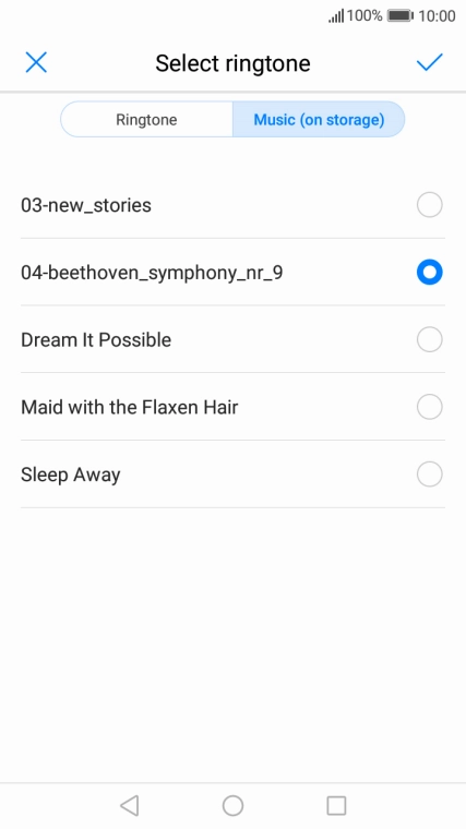 Once you've found a ring tone you like, press the confirm icon.