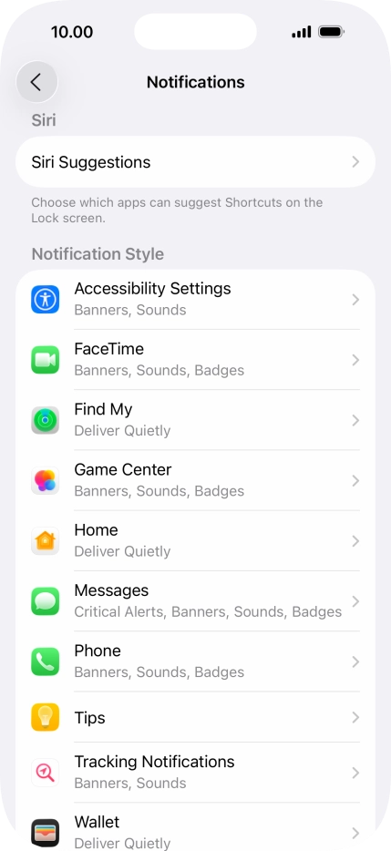 Press the required application.