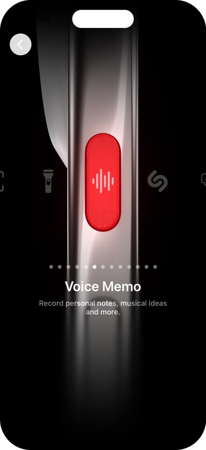 Slide your finger right or left on the screen to select the required function.