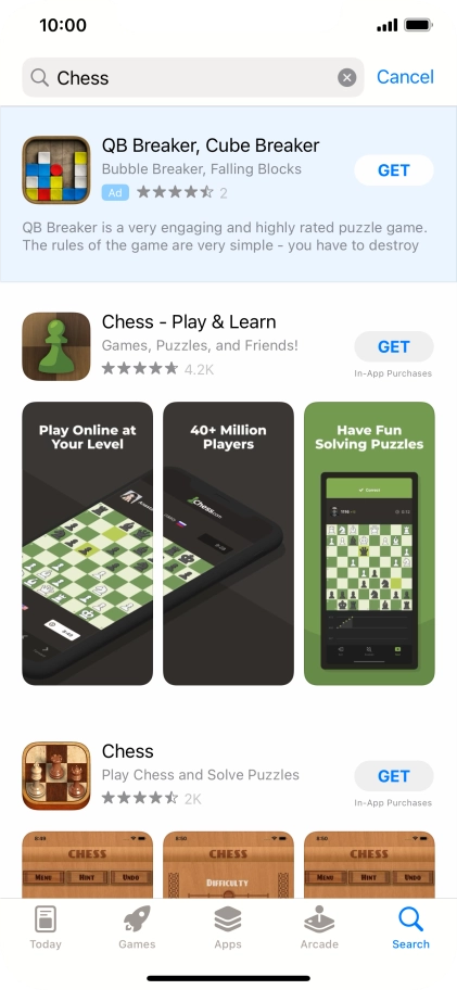 Press the required app.