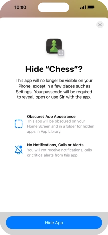 Press Hide App.