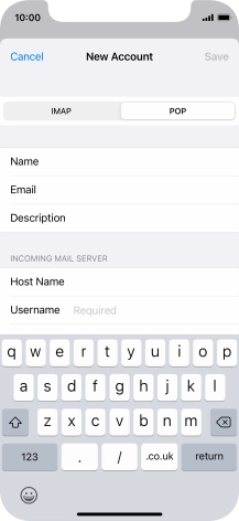 Press Username and key in the username for your email account.