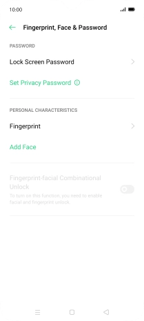 Press Fingerprint and key in the additional phone lock code you created earlier.
