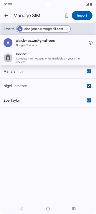 Press the required Google account.