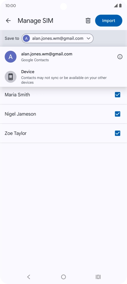 Press the required Google account.