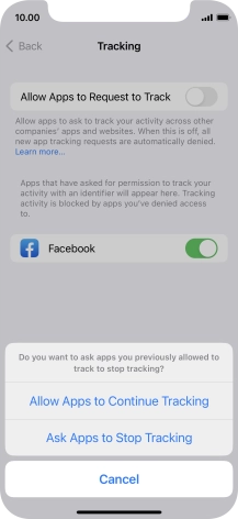 If you turn off the function, press the required setting.