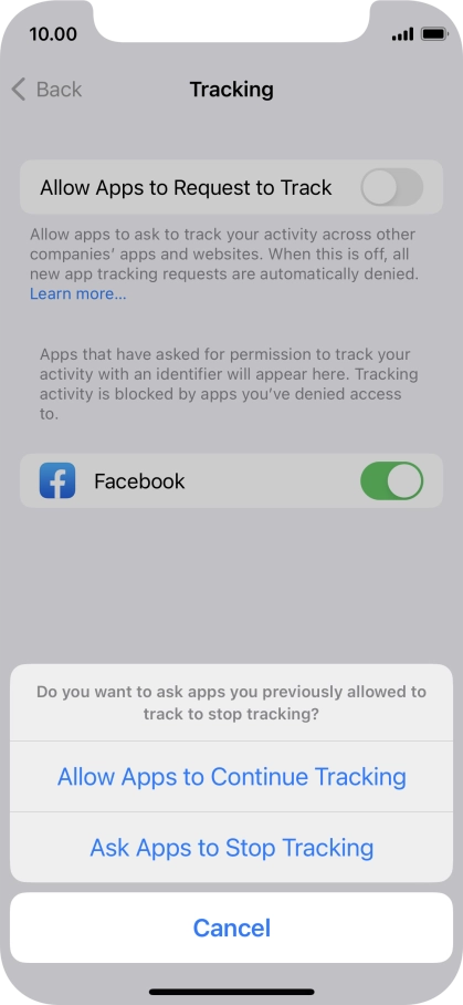 If you turn off the function, press the required setting.