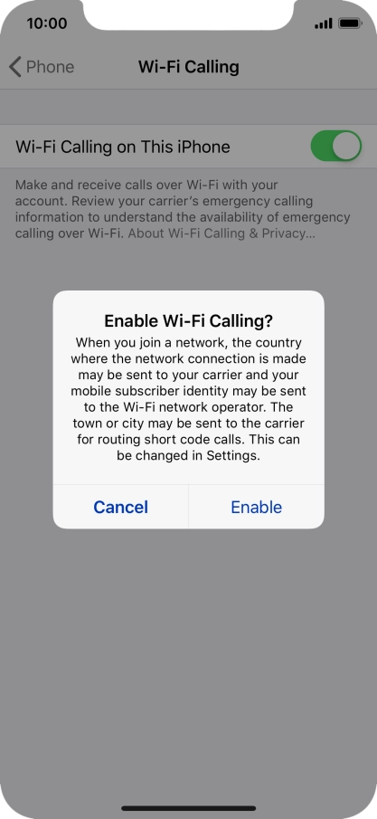 If you turn on the function, press Enable.