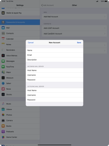 Press Save. Your email account has now been set up. To select more settings for incoming and outgoing server, proceed with the following steps.