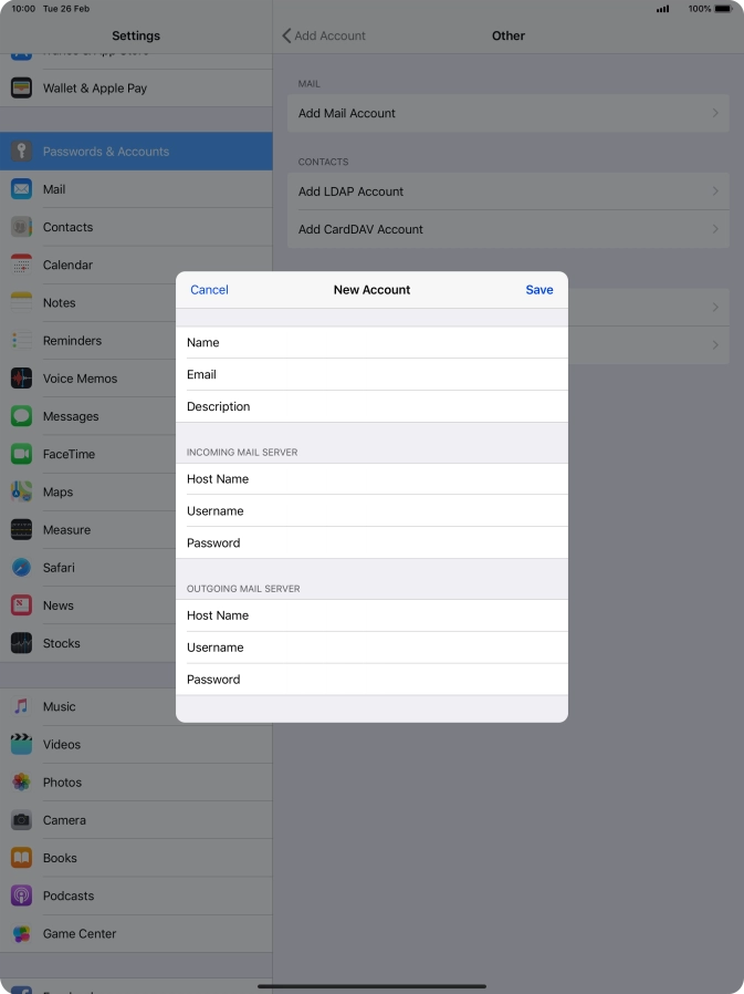 Press Save. Your email account has now been set up. To select more settings for incoming and outgoing server, proceed with the following steps.