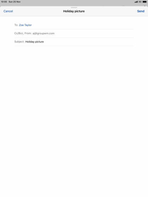 Press the text input field and write the text for your email message.