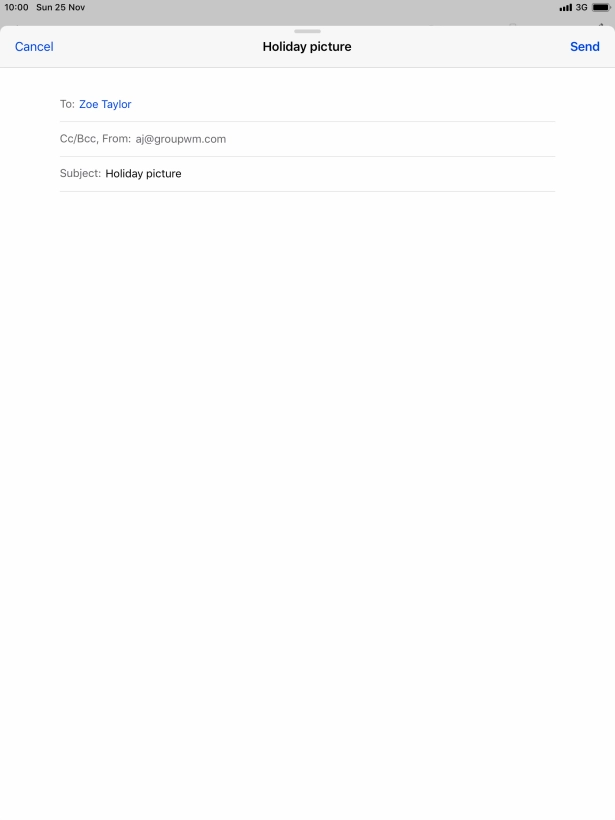 Press the text input field and write the text for your email message.