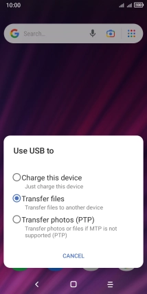 Press Transfer files.