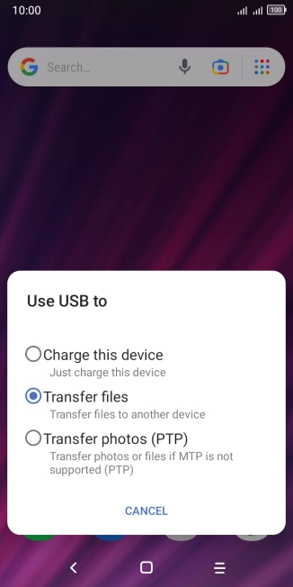 Press Transfer files.