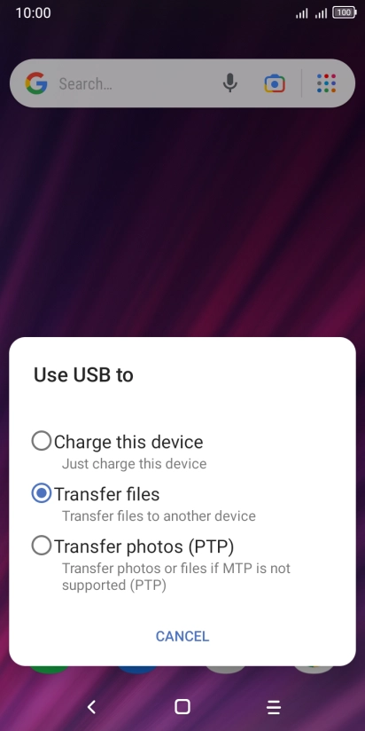 Press Transfer files.