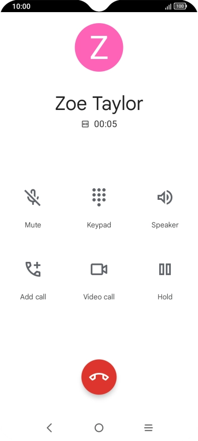 Press the end call icon.