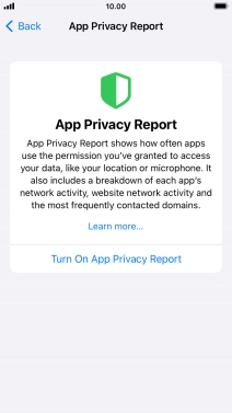Press Turn On App Privacy Report to turn on the function.