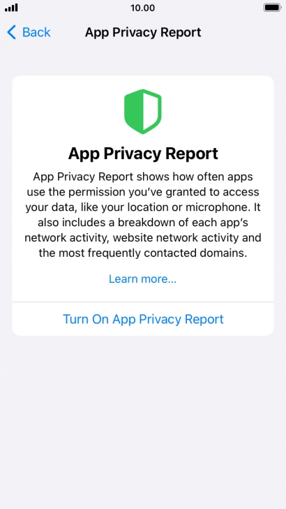 Press Turn On App Privacy Report to turn on the function.