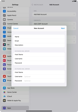 Press Username and key in the username for your email account. Please note that if you're using Vodafone's outgoing server, leave the username field empty.