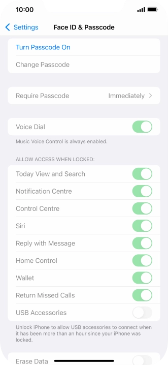 Press Turn Passcode On and key in a phone lock code of your own choice twice.