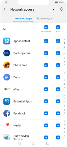 Press the field next to the application name in the 