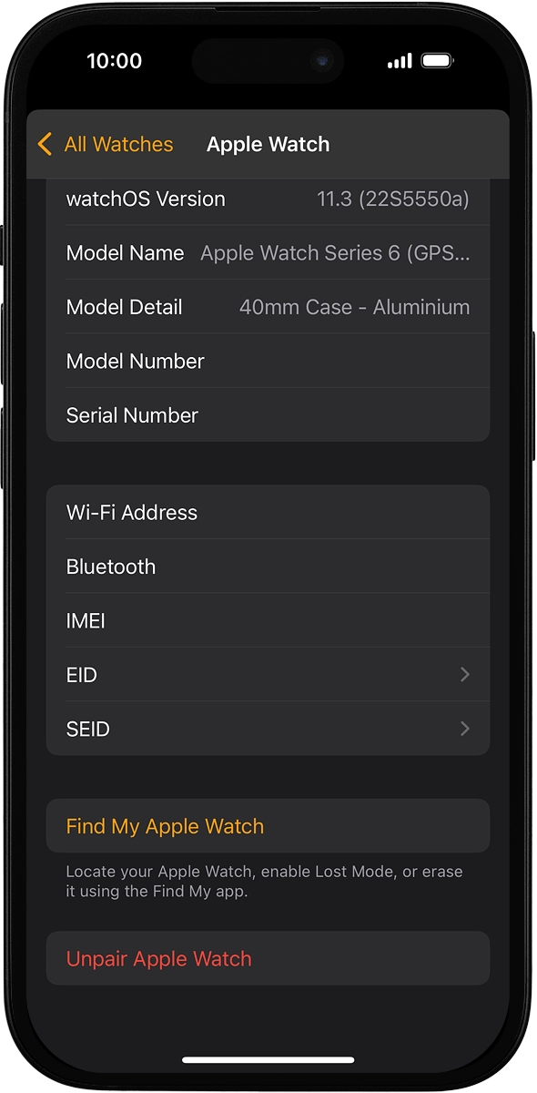 On your phone: Press Unpair Apple Watch.